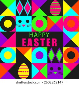 Abstract Geometric Easter Banner. Vector Background in Modern Style