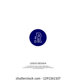 abstract geometric elegant blue circle  AR logo letters design concept