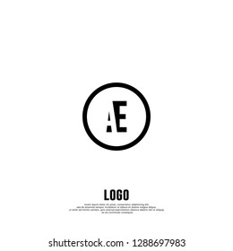 abstract geometric elegant circle AE logo letters design concept