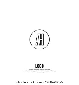 abstract geometric elegant circle AH logo letters design concept