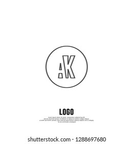 abstract geometric elegant circle AK logo letters design concept