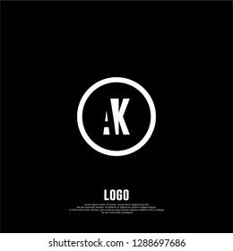 abstract geometric elegant circle AK logo letters design concept