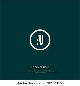 abstract geometric elegant circle  AU logo letters design concept