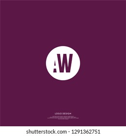 abstract geometric elegant circle AW logo letters design concept
