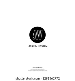 abstract geometric elegant circle AW logo letters design concept