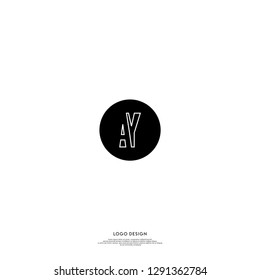 abstract geometric elegant circle AY logo letters design concept