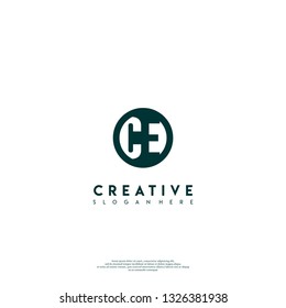 abstract geometric elegant circle CE logo letters design concept in shadow shape