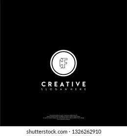 abstract geometric elegant circle CF logo letters design concept in shadow shape