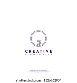 abstract geometric elegant circle CF logo letters design concept in shadow shape