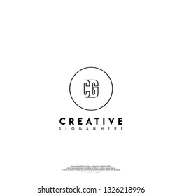 abstract geometric elegant circle CG logo letters design concept in shadow shape