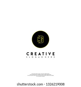 abstract geometric elegant circle CG logo letters design concept in shadow shape