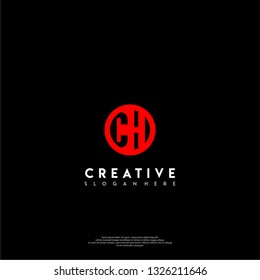 abstract geometric elegant circle CH logo letters design concept in shadow shape