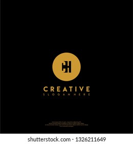 abstract geometric elegant circle CH logo letters design concept in shadow shape