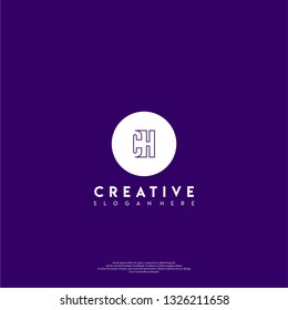 abstract geometric elegant circle CH logo letters design concept in shadow shape