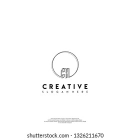 abstract geometric elegant circle CH logo letters design concept in shadow shape