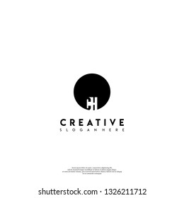 abstract geometric elegant circle CH logo letters design concept in shadow shape