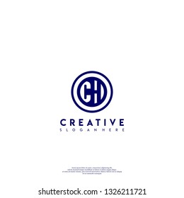 abstract geometric elegant circle CH logo letters design concept in shadow shape