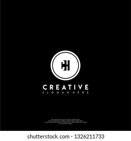 abstract geometric elegant circle CH logo letters design concept in shadow shape