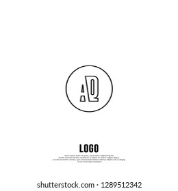 abstract geometric elegant circle lines AQ logo letters design concept