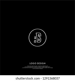 abstract geometric elegant circle lines AS logo letters design concept