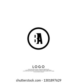 abstract geometric elegant circle lines BA logo letters in the shadow design concept
