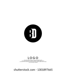abstract geometric elegant circle lines BD logo letters design concept in shadow shape