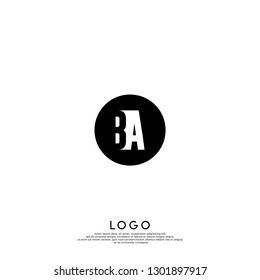 abstract geometric elegant circle lines BA logo letters in the shadow design concept