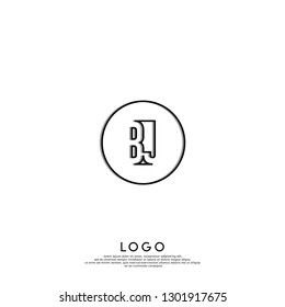 abstract geometric elegant circle lines BJ logo letters design concept in shadow shape