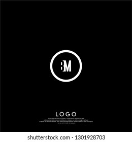 abstract geometric elegant circle lines BM logo letters design concept in shadow shape