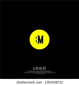 abstract geometric elegant circle lines BM logo letters design concept in shadow shape