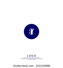 abstract geometric elegant circle lines BY logo letters design concept in shadow shape