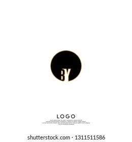 abstract geometric elegant circle lines BY logo letters design concept in shadow shape