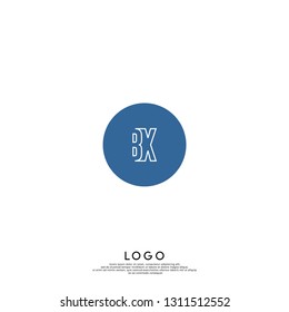 abstract geometric elegant circle lines BX logo letters design concept in shadow shape