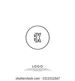 abstract geometric elegant circle lines BX logo letters design concept in shadow shape