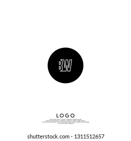 abstract geometric elegant circle lines BW logo letters design concept in shadow shape