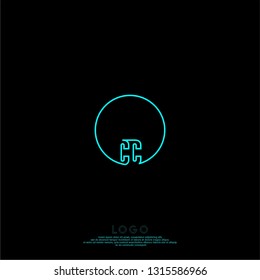 abstract geometric elegant circle lines CC logo letters design concept in shadow shape