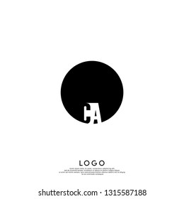 abstract geometric elegant circle lines CA logo letters design concept in shadow shape
