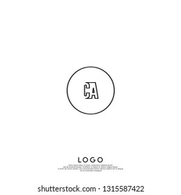 abstract geometric elegant circle lines CA logo letters design concept in shadow shape