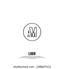 abstract geometric elegant circle AM logo letters design concept