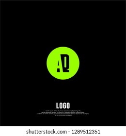 abstract geometric elegant green circle  AQ logo letters design concept