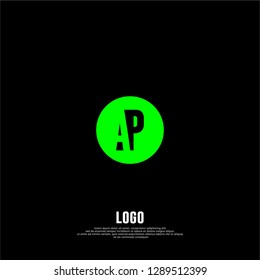abstract geometric elegant green circle  AP logo letters design concept