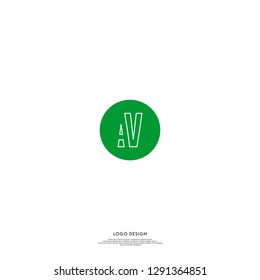 abstract geometric elegant green circle AV logo letters design concept