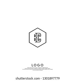 abstract Geometric elegant hexagon BC logo letters design concept