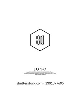 abstract geometric elegant hexagon BD logo letters design concept in shadow shape