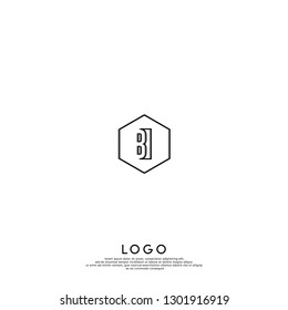 abstract geometric elegant hexagon BI logo letters design concept in shadow shape