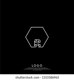 abstract geometric elegant hexagon CC logo letters design concept in shadow shape