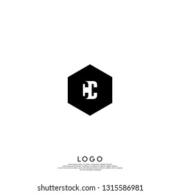 abstract geometric elegant hexagon CC logo letters design concept in shadow shape