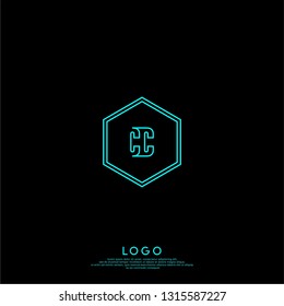 abstract geometric elegant hexagon CC logo letters design concept in shadow shape
