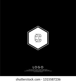 abstract geometric elegant hexagon CC logo letters design concept in shadow shape