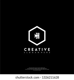 abstract geometric elegant hexagon CH logo letters design concept in shadow shape